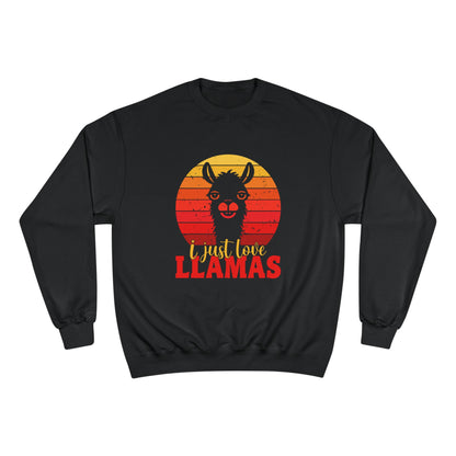 Llama Sunset, I Just Love Llamas - Llama Long Sleeve Champion Crewneck Top