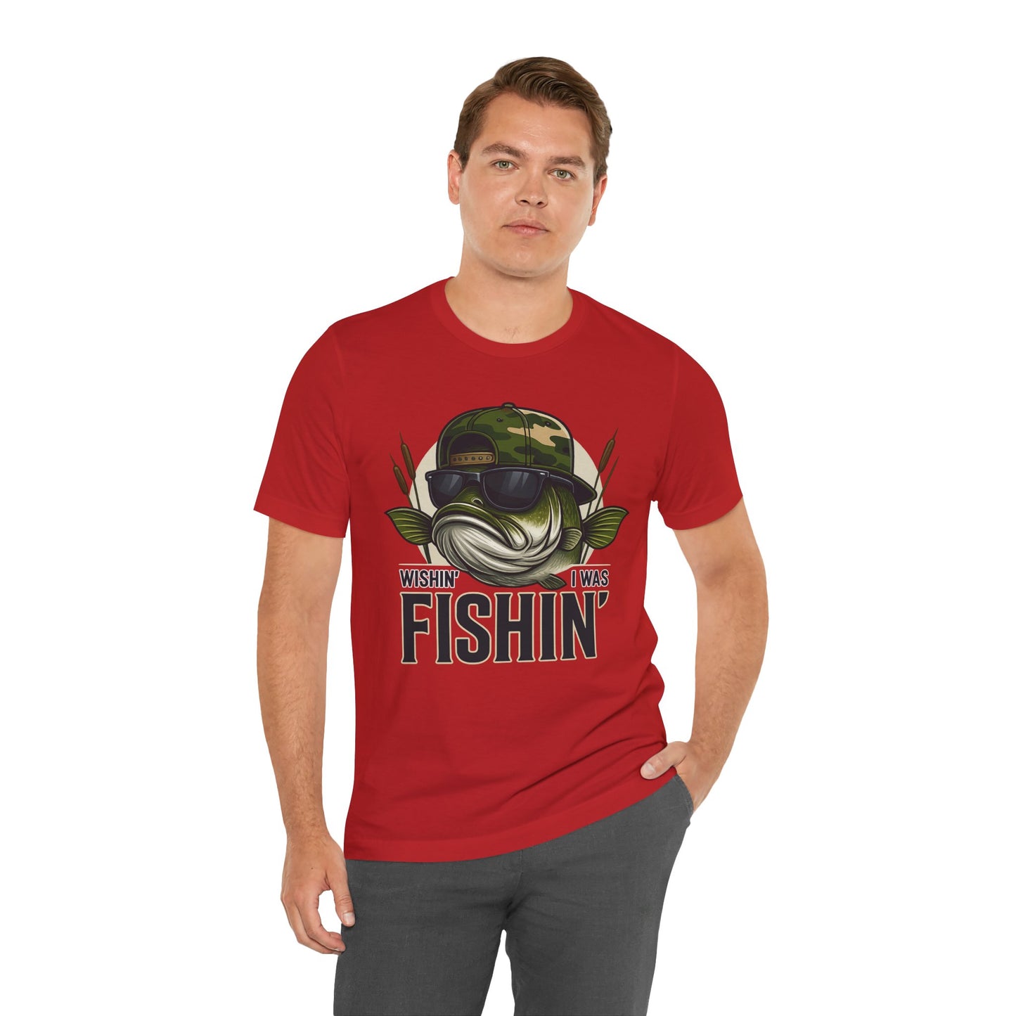 Wishin' I Was Fishin' T-Shirt — Funny Bass Fishing Tee for Anglers