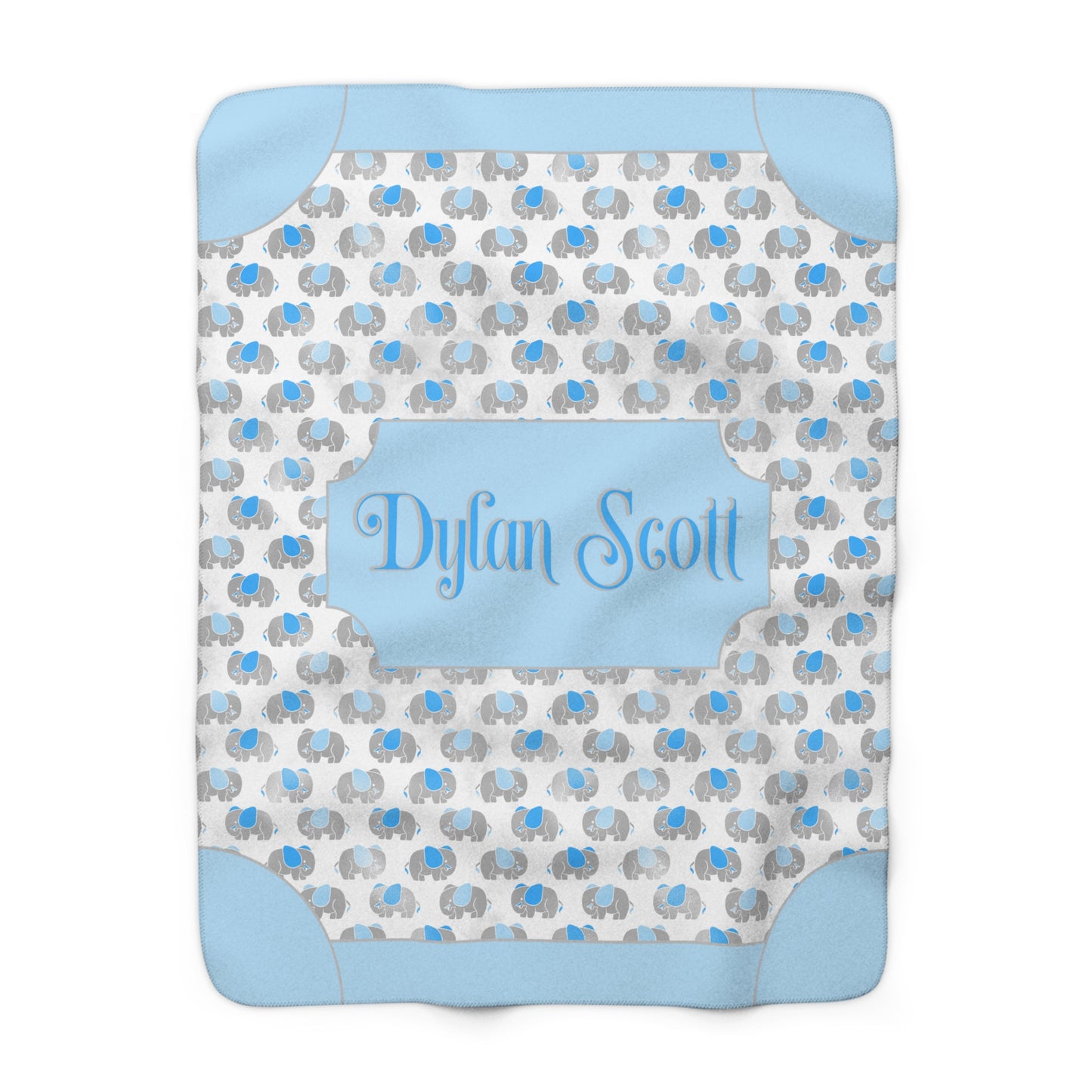 Elephants Blue and Gray, Personalized