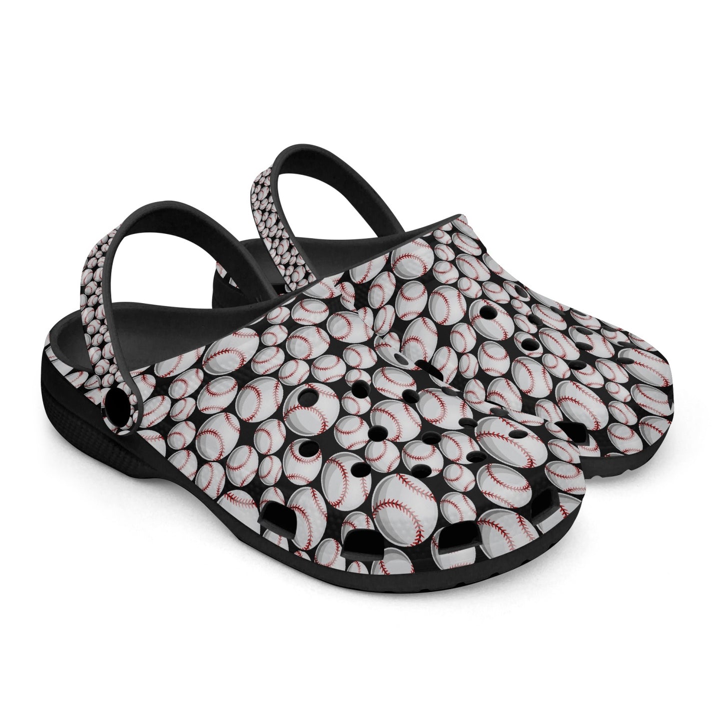 Baseball Clogs, Black Baseball Slide-On's, Black with Black Soles