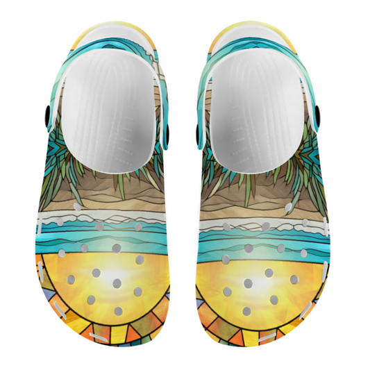 Beach Shoes, Beach Stained Glass Slip-On's