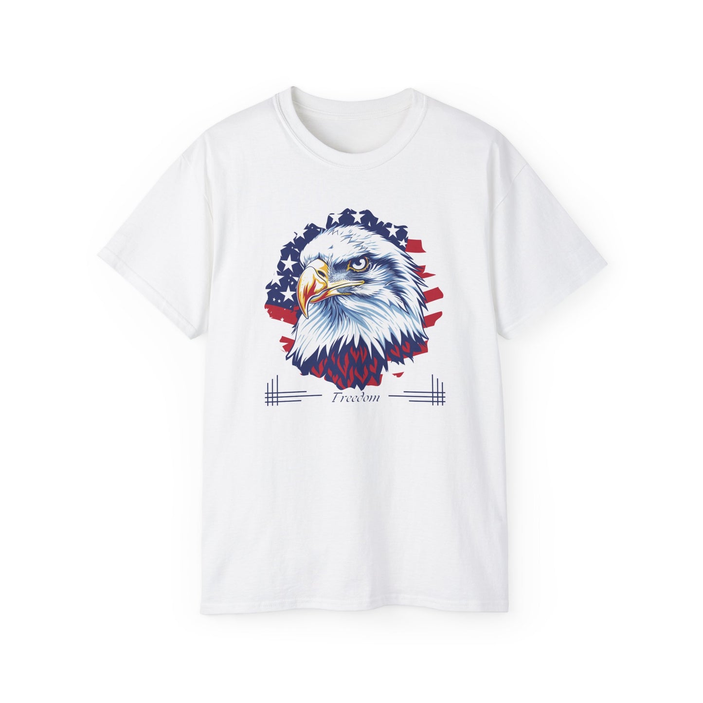 Freedom, Bald Eagle and American Flag, Cotton T-Shirt