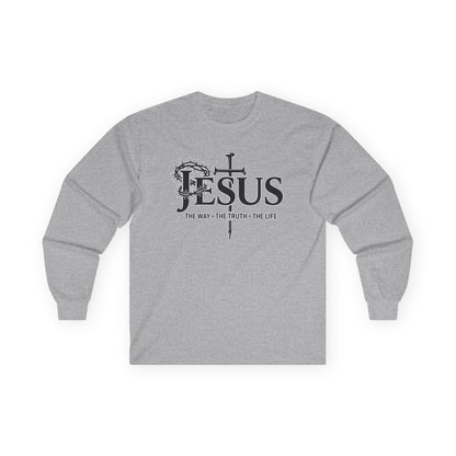 Jesus Cross, "The Way The Truth The Life", John 14:6  - Long Sleeve Gildan Tee