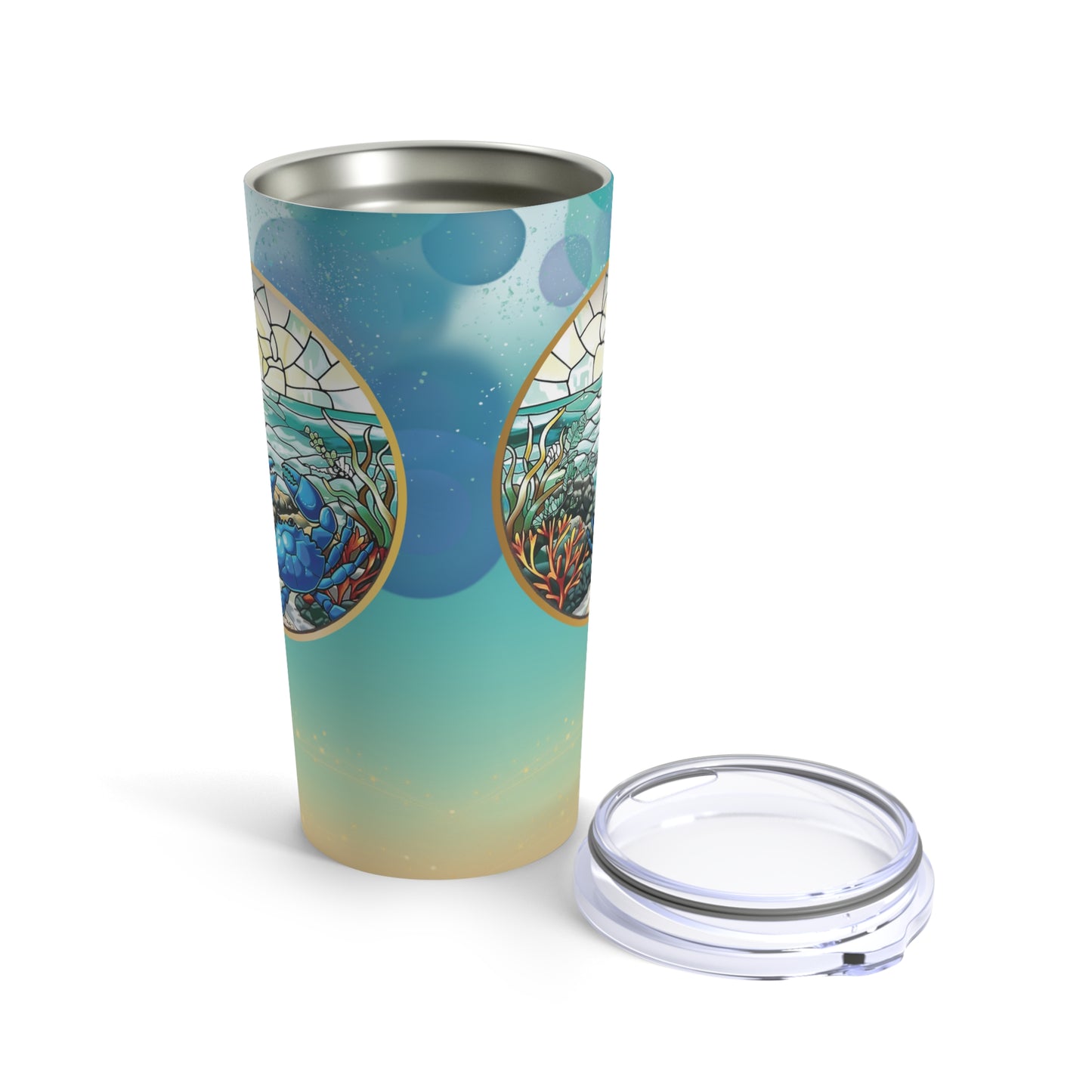 Insulated Tumbler, Blue Crab Stained Glass, 20oz