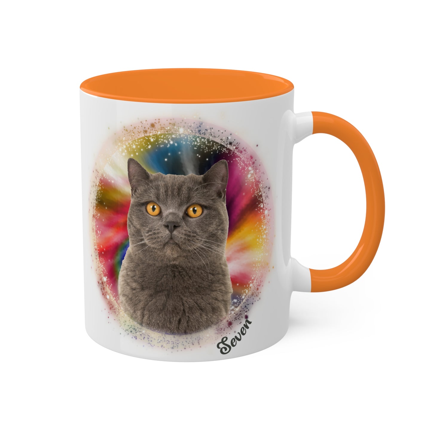 Rainbow Tie Dye, Custom Pet Photo and Name Coffee Mug, 11oz