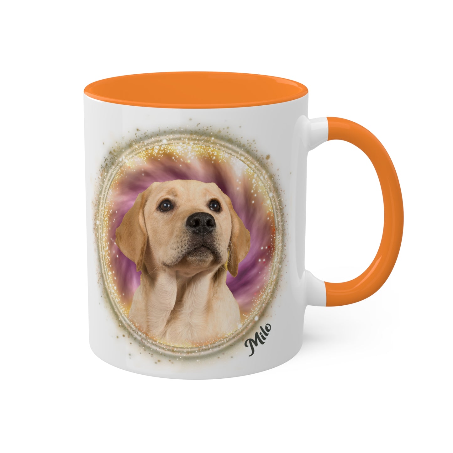 Maroon and Gold Tie Dye Pet Photo and Name Mug