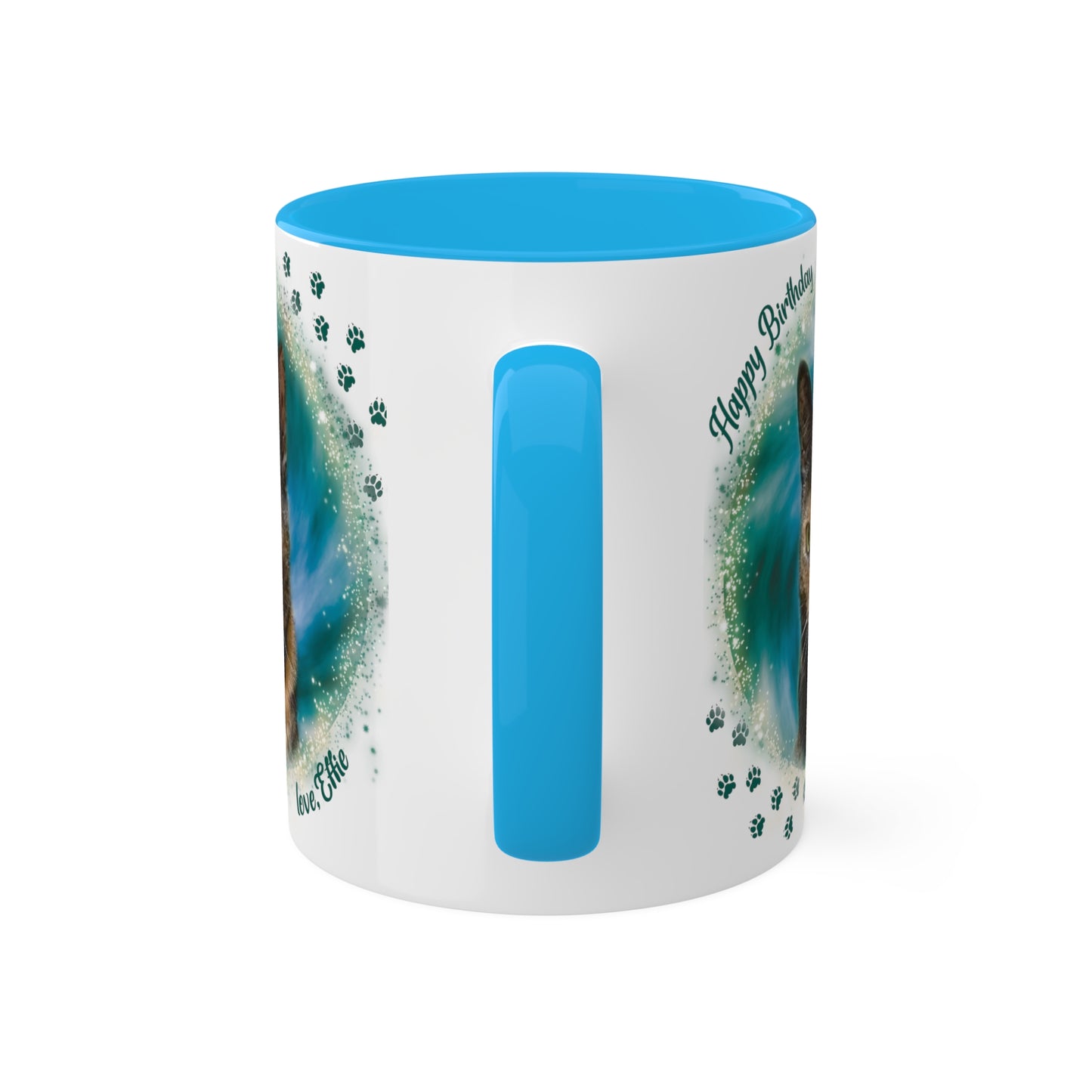 Emarald Green Teal Blue Tie Dye Pet Photo and Name Mug