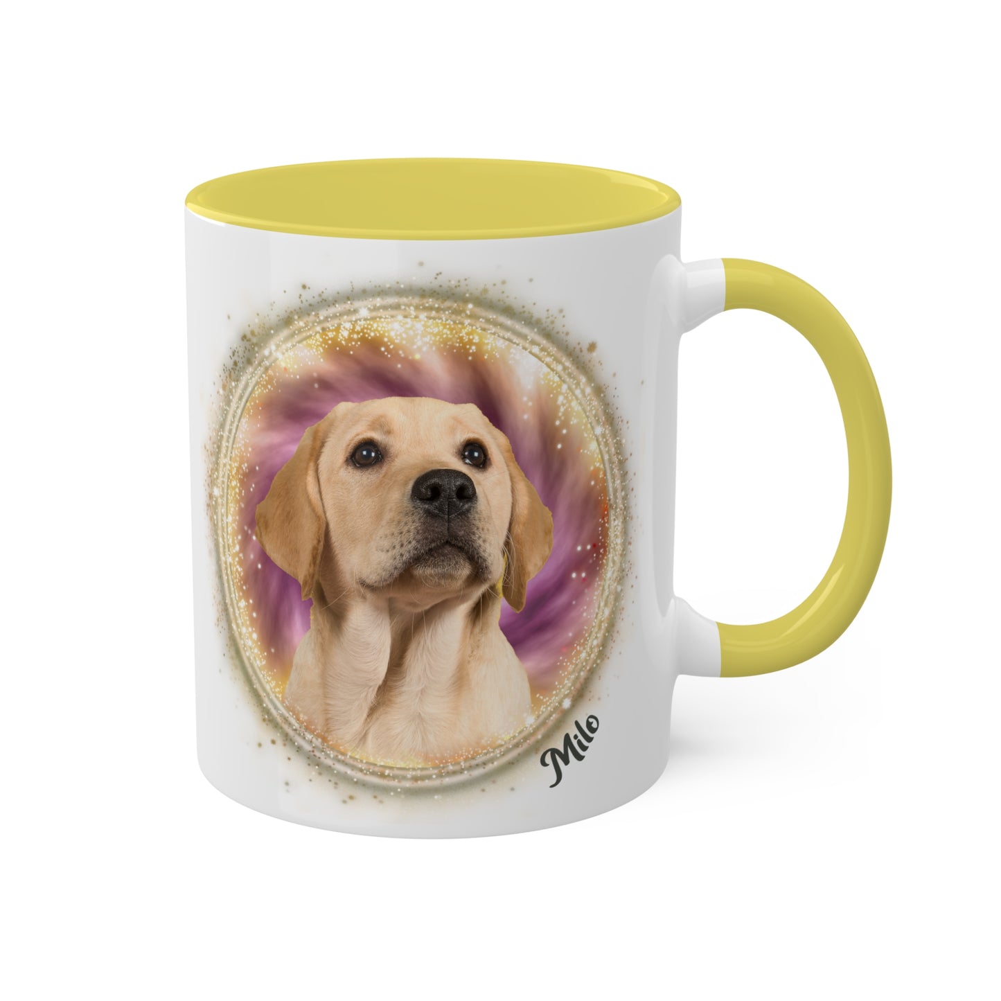 Maroon and Gold Tie Dye Pet Photo and Name Mug