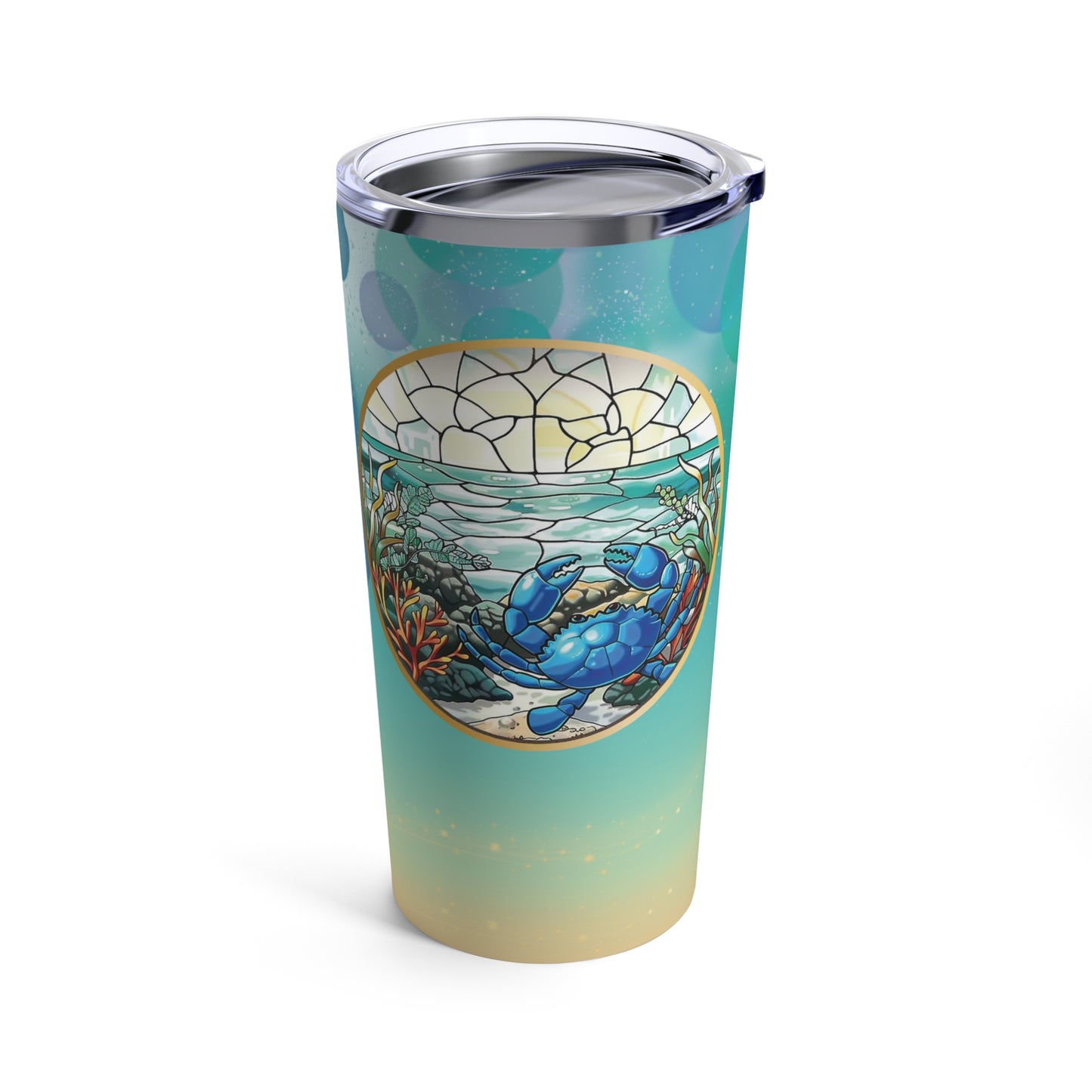 Insulated Tumbler, Blue Crab Stained Glass, 20oz