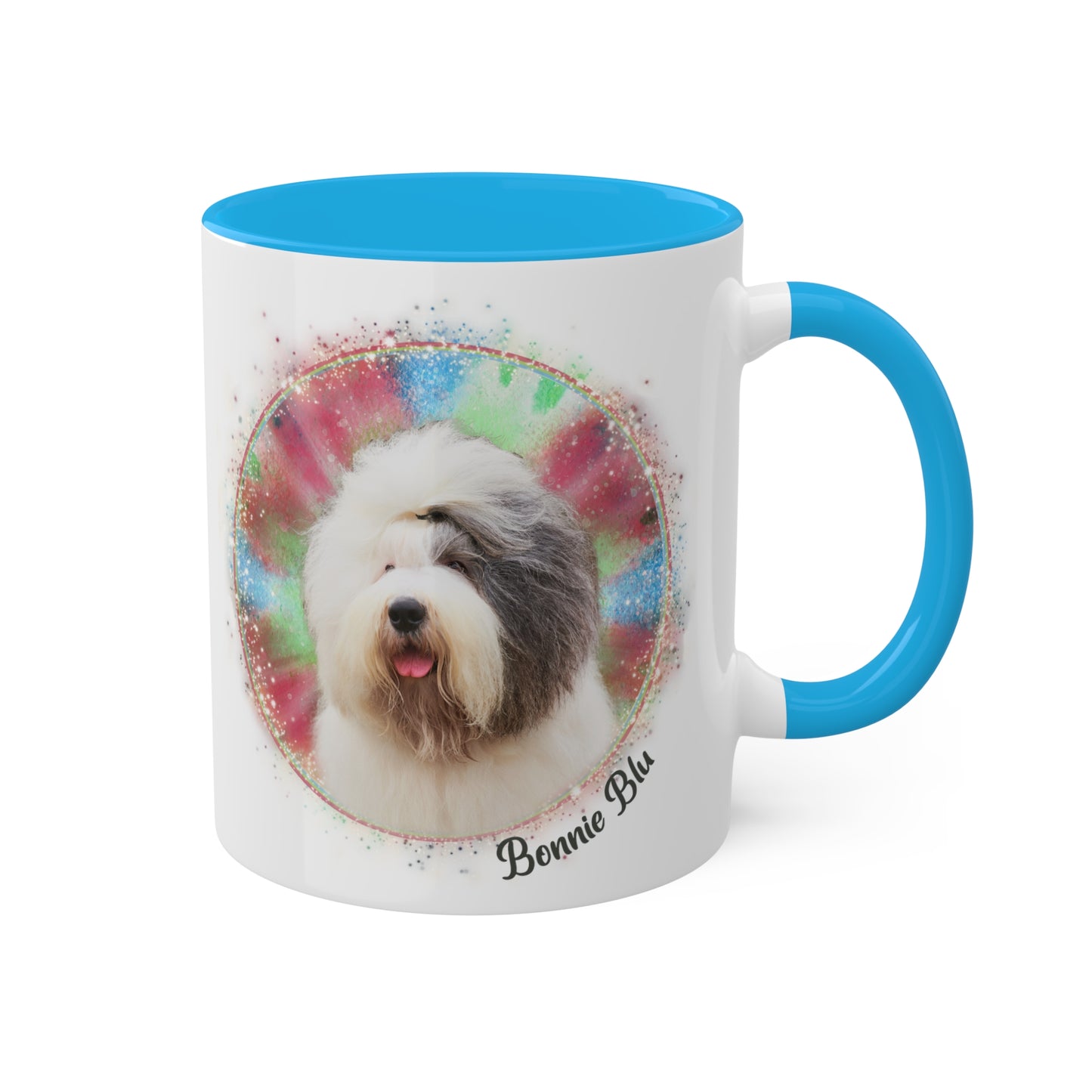 Colorful Tie Dye Pet Photo and Name Mug