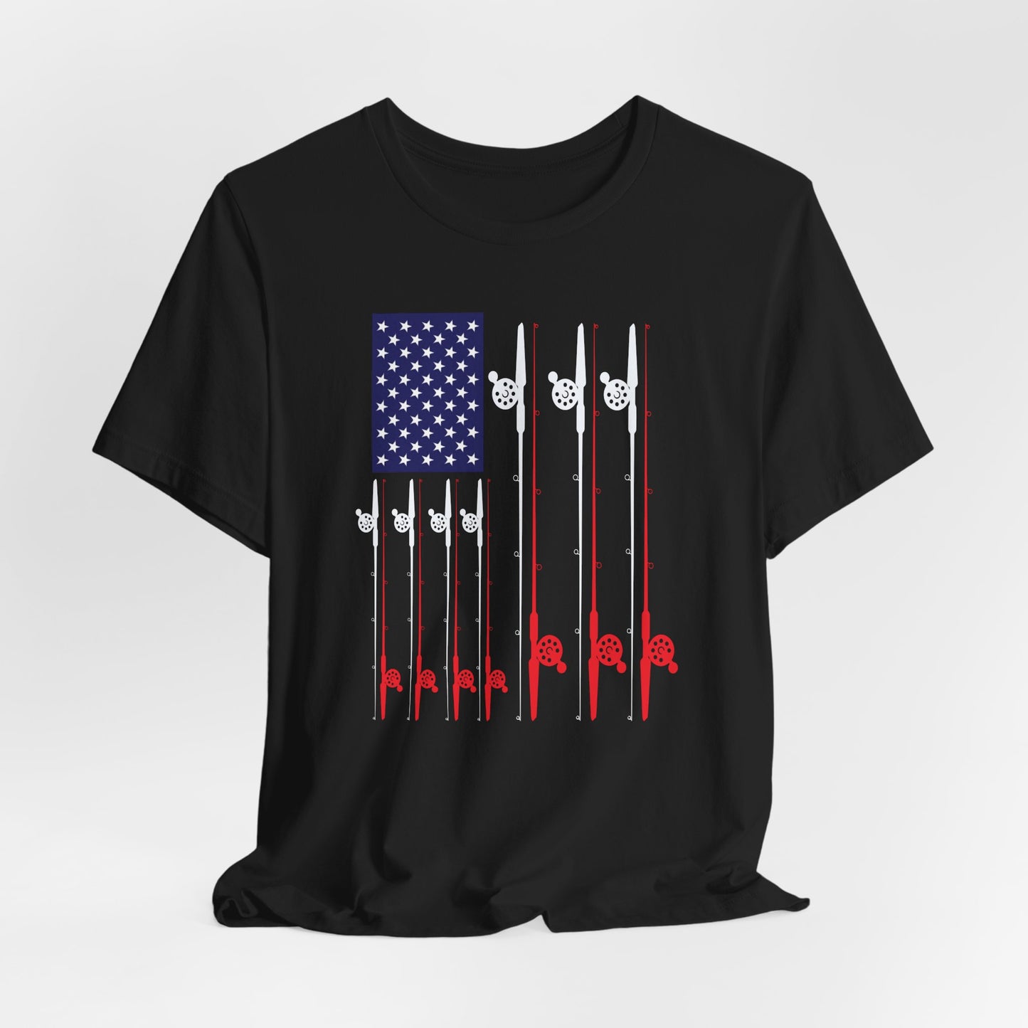 American Flag Fishing Rods T-Shirt — Patriotic Angler Tee