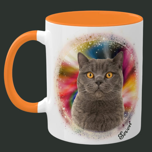 Rainbow Tie Dye, Custom Pet Photo and Name Coffee Mug, 11oz