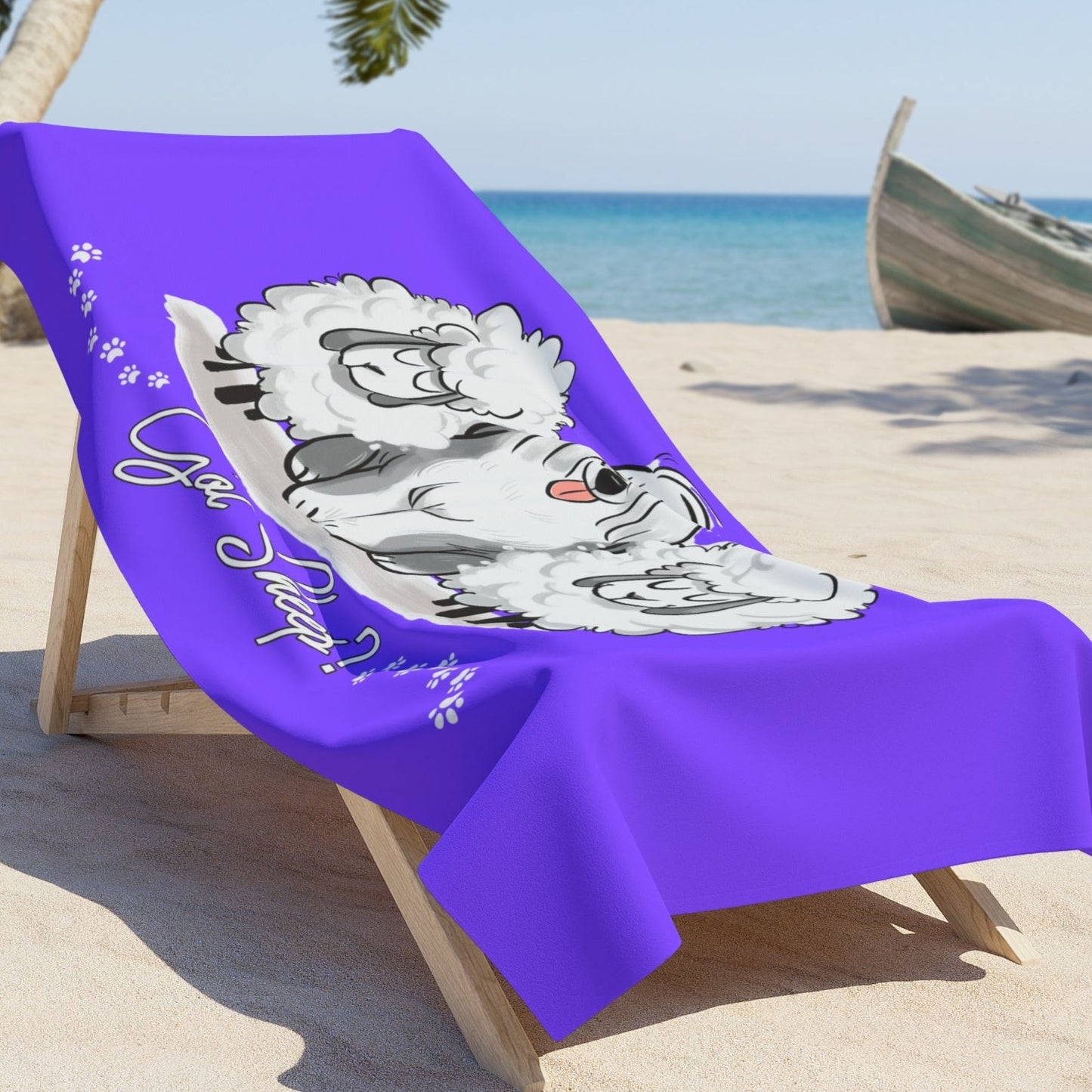 Got Sheep, Old English Sheepdog Beach Towels