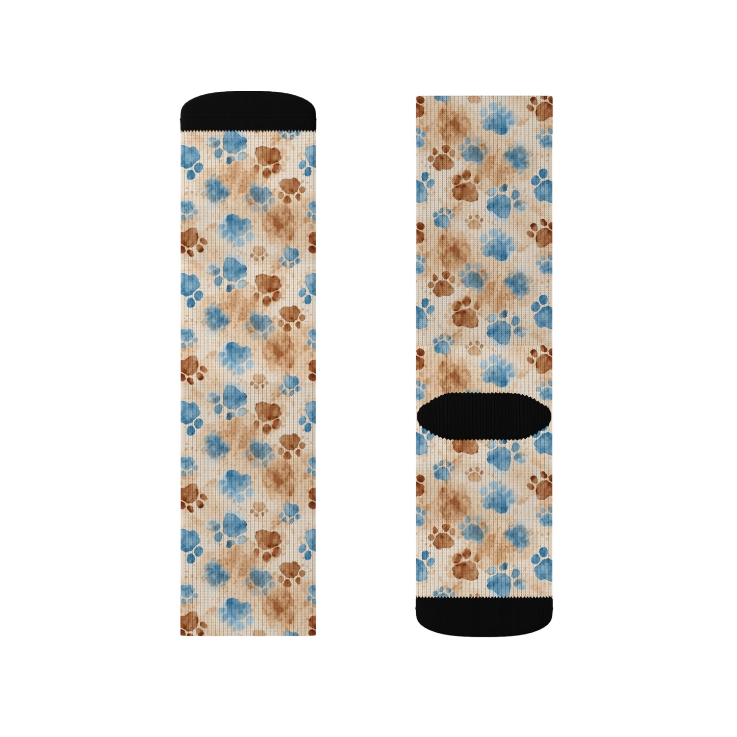 Paw Print Socks, Cute Stylish Animal Print Socks, Blue and Brown Paw Print Pattern, 3 Sizes Available