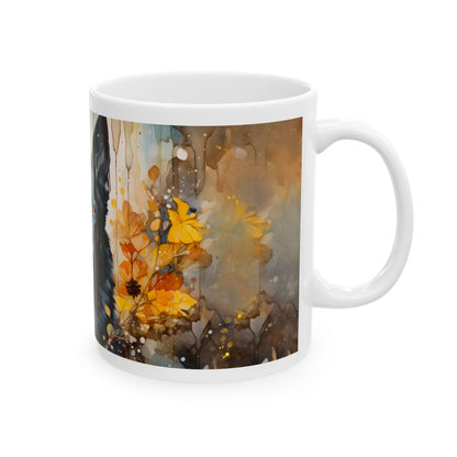 Black German Shepherd Ceramic Mug — Dog Lover Coffee Cup (11oz/15oz)