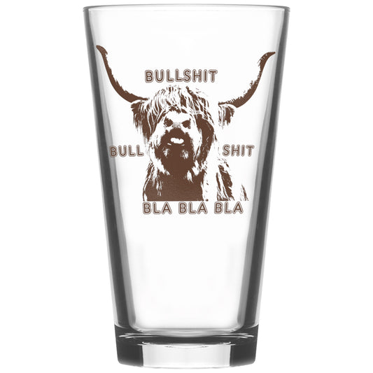 Beer Pint Glass, Bull Shit with Bla Bla Bla