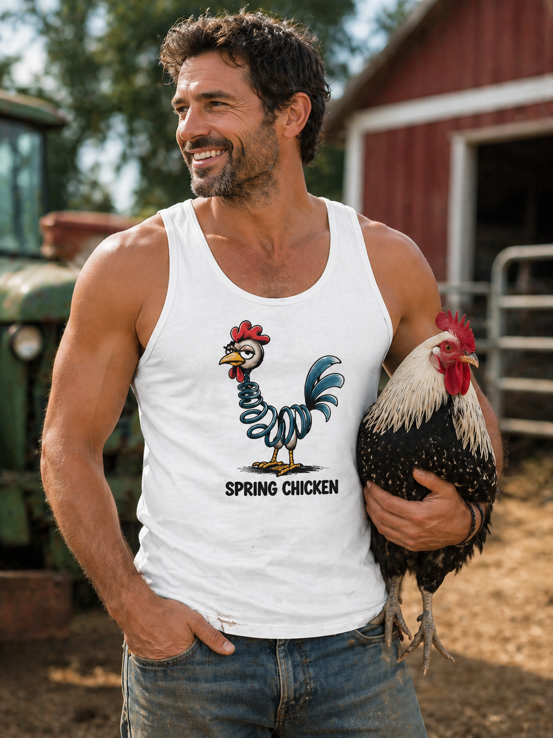 Spring Chicken Full Back Tank Top - Comfort Colors Unisex Tank
