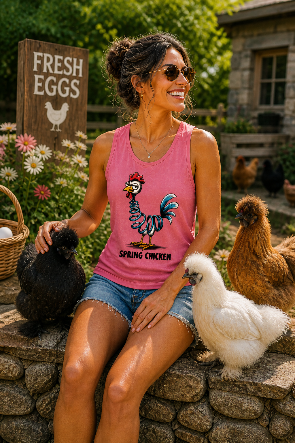 Spring Chicken Full Back Tank Top - Comfort Colors Unisex Tank