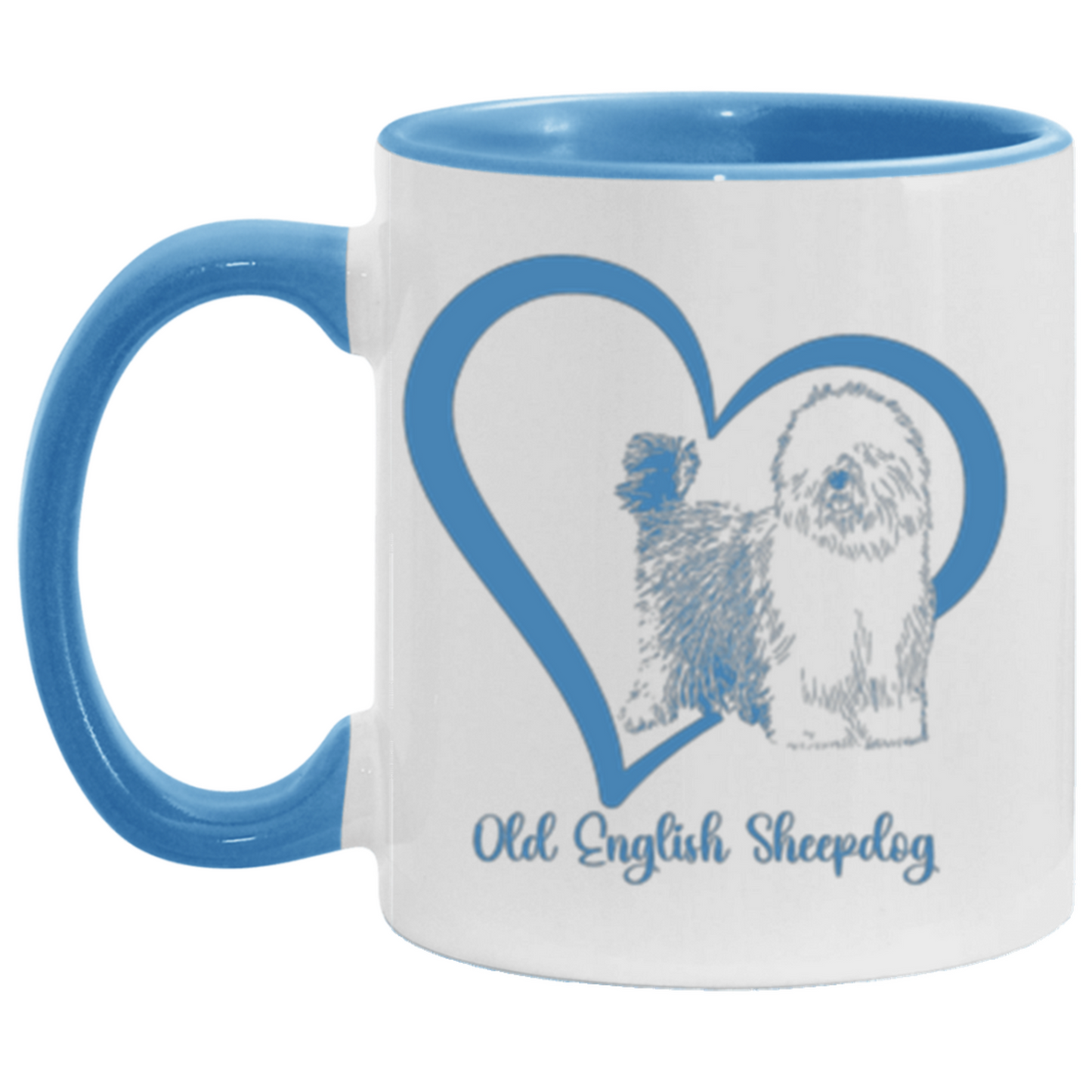 Old English Sheepdog Heart Wrapped with Tails Coffee Mugs