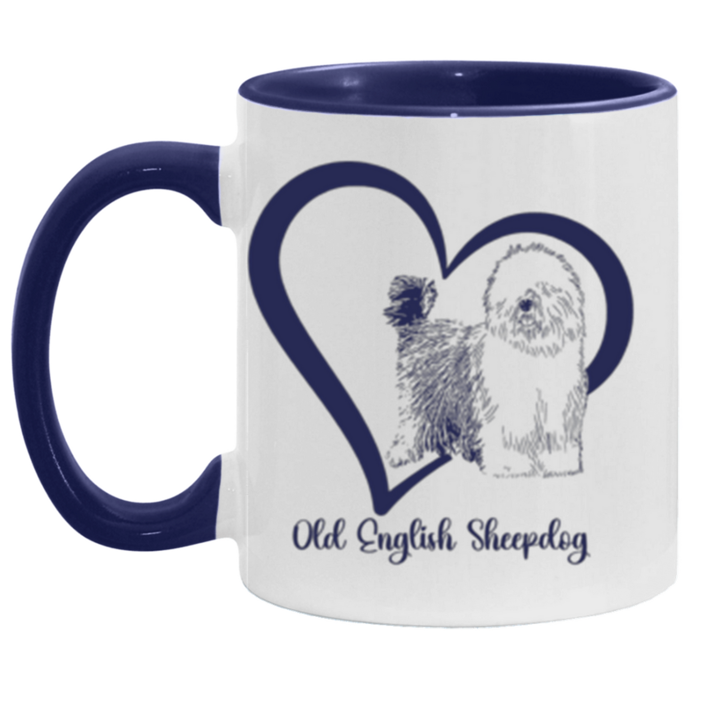 Old English Sheepdog Heart Wrapped with Tails Coffee Mugs