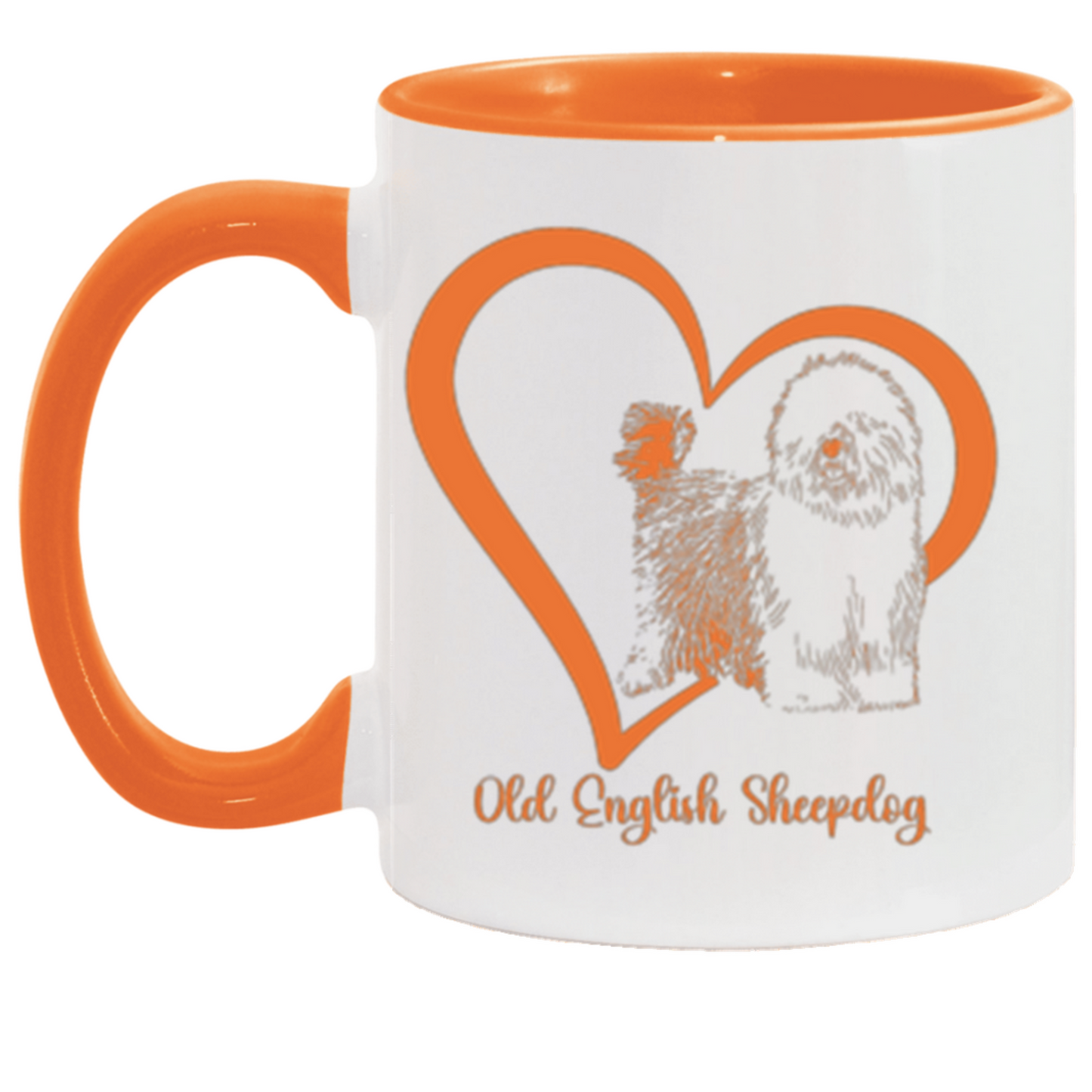 Old English Sheepdog Heart Wrapped with Tails Coffee Mugs