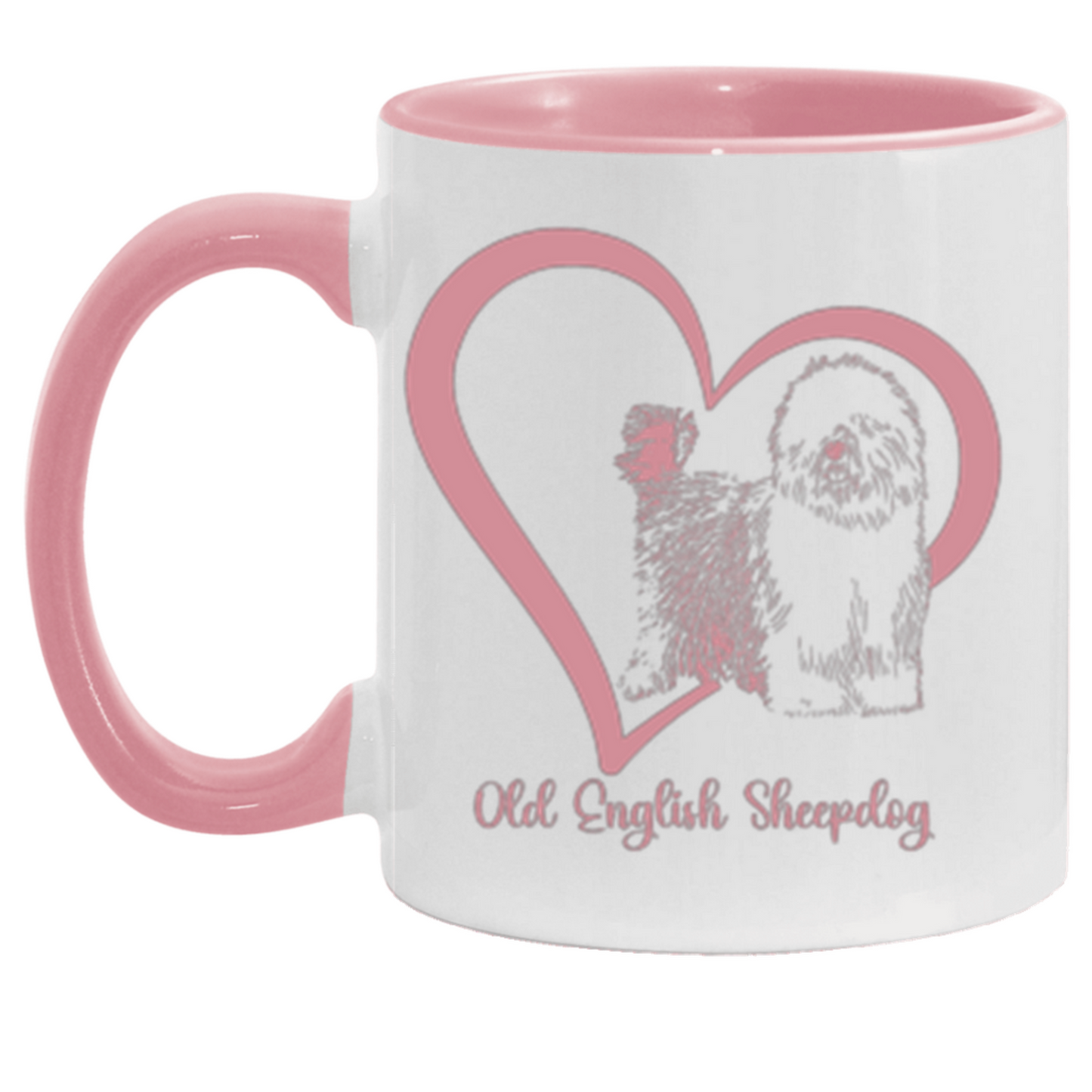 Old English Sheepdog Heart Wrapped with Tails Coffee Mugs