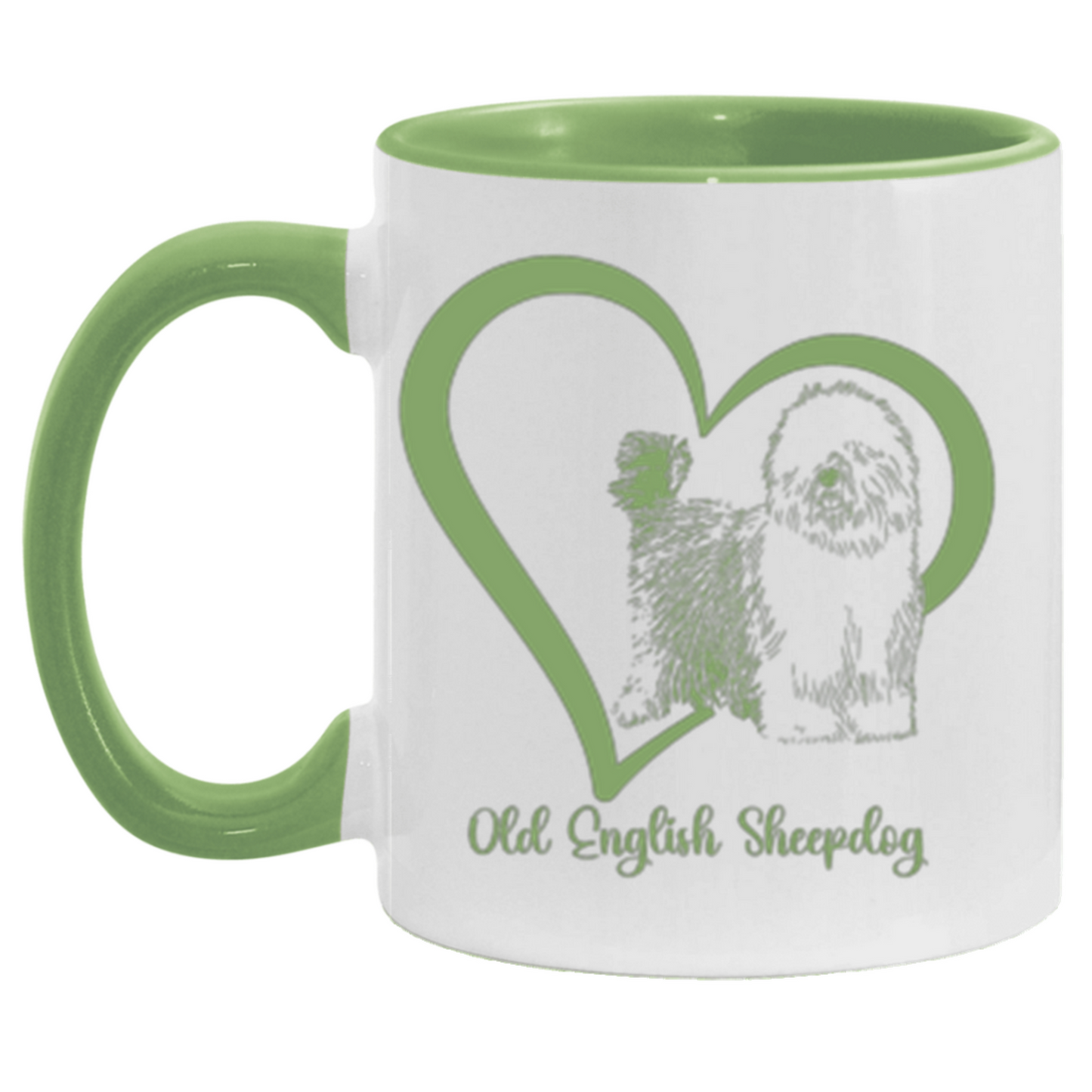 Old English Sheepdog Heart Wrapped with Tails Coffee Mugs