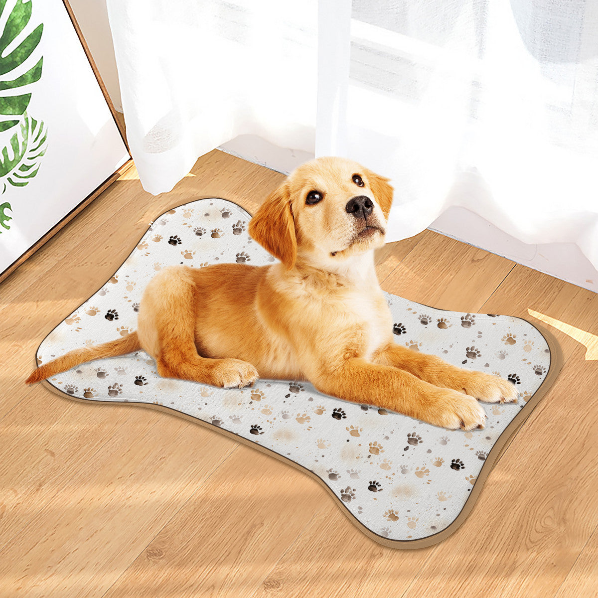 Water Colored Paw Prints - Dog Bone Rug