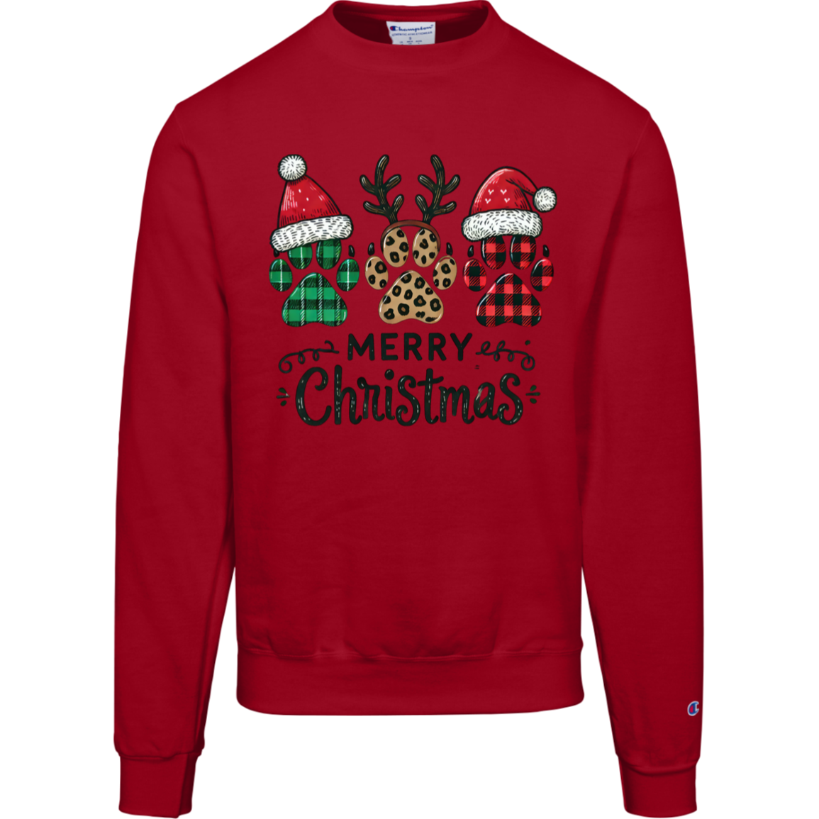 Pet Christmas Shirt, Merry Pawsmas, Champion Crewneck Sweatshirt