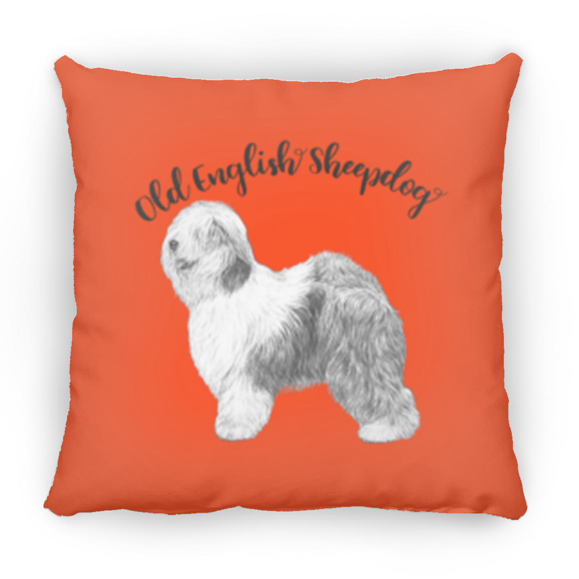 Silhouette Old English Sheepdog Throw Pillow, 16"x16"