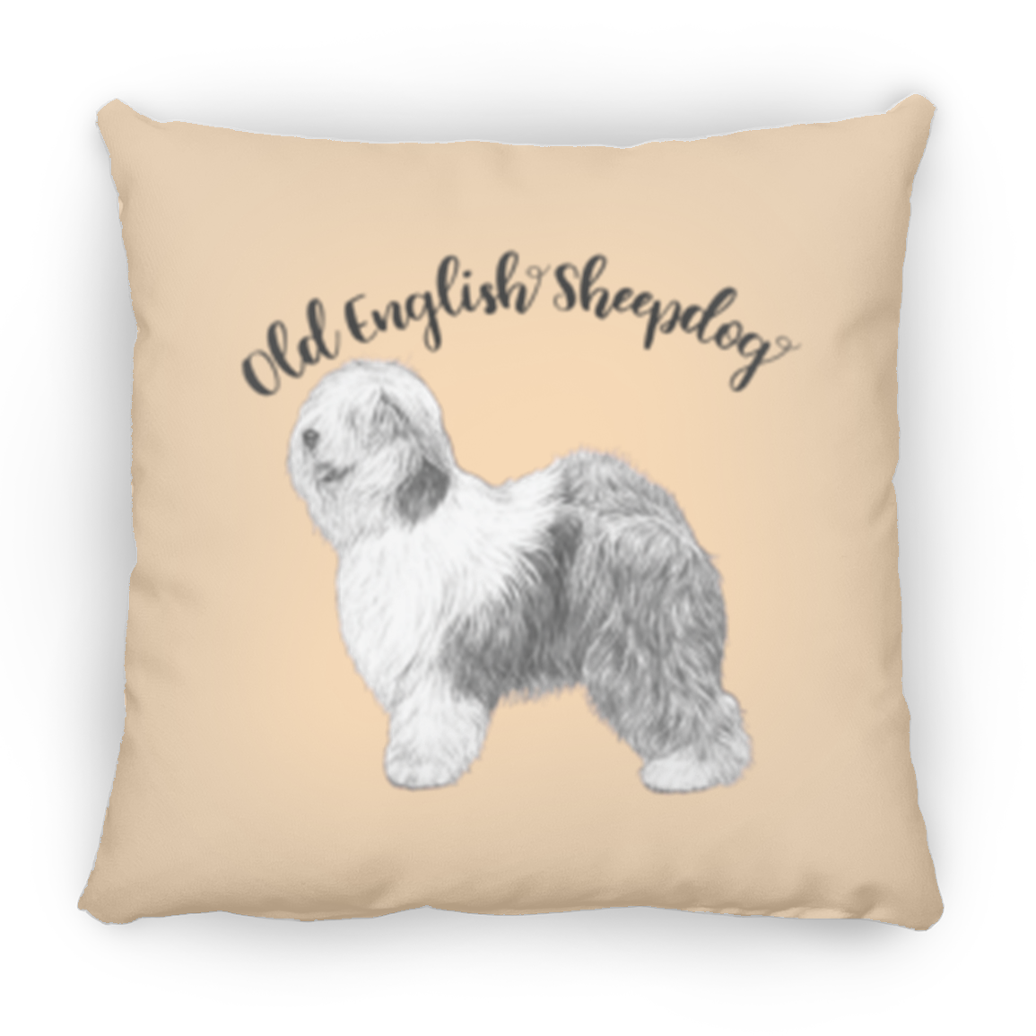 Silhouette Old English Sheepdog Throw Pillow, 16"x16"