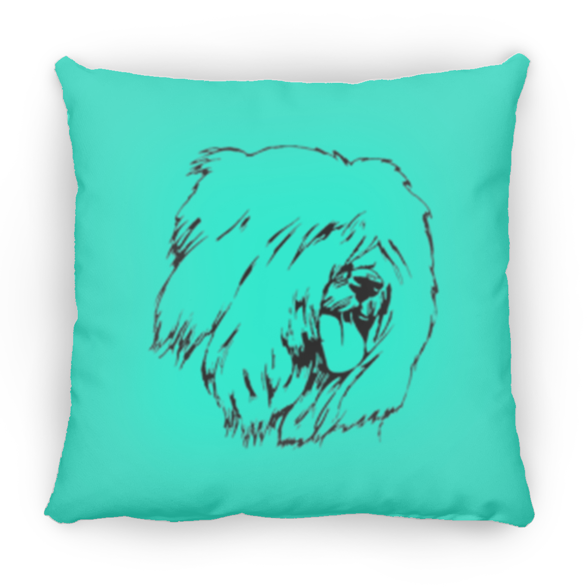 Old English Sheepdog Head Shot Throw Pillow, 16"x16"