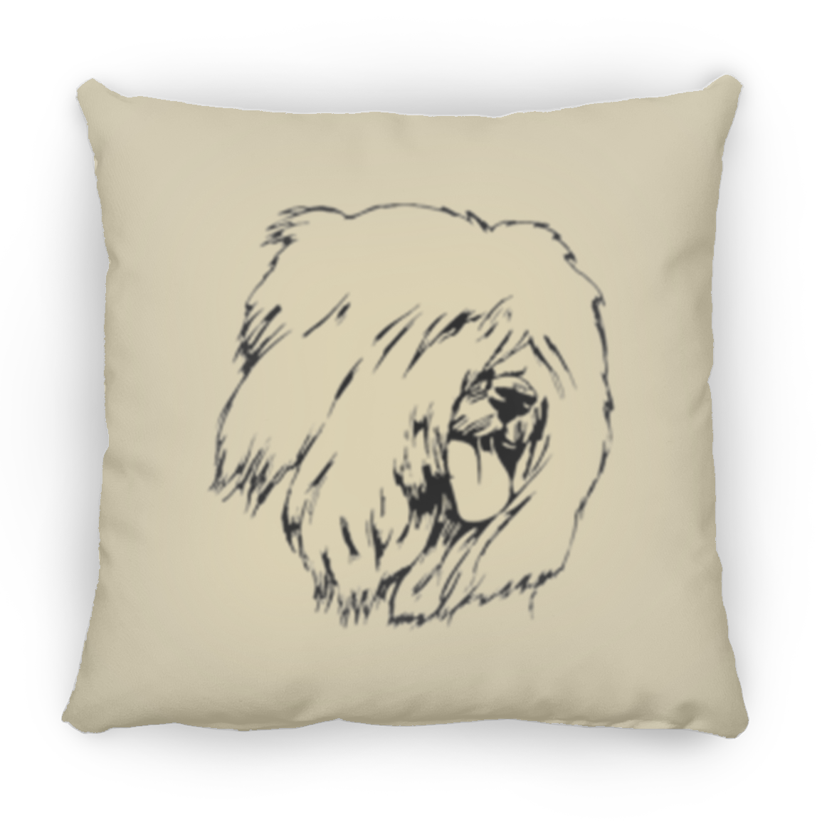 Old English Sheepdog Head Shot Throw Pillow, 16"x16"