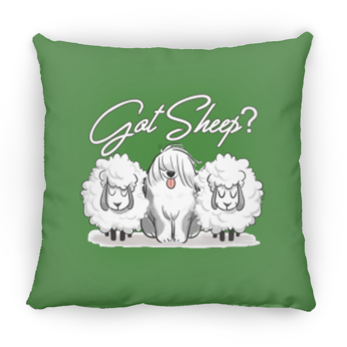 Got Sheep, with Sheep Throw Pillow, 16"x16", Old English Sheepdog