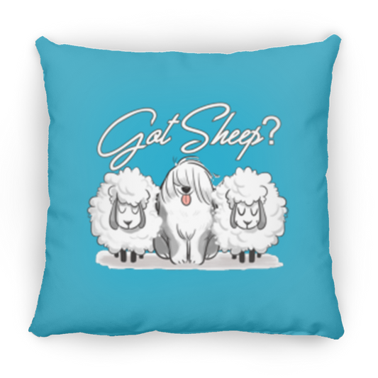 Got Sheep, with Sheep Throw Pillow, 16"x16", Old English Sheepdog