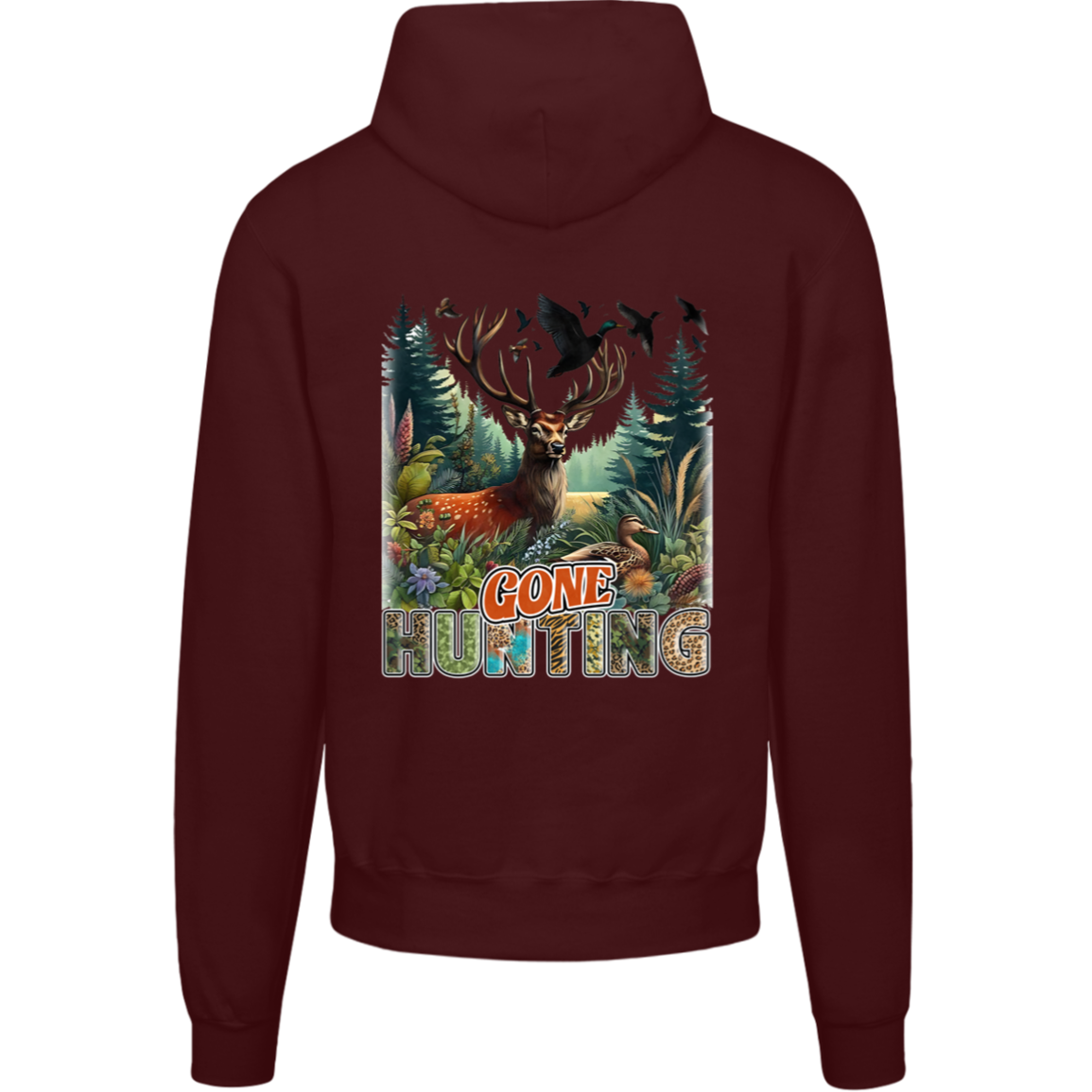 Hunter's Hoodie, Front and Back Hunting Graphic, Champion Hoodie