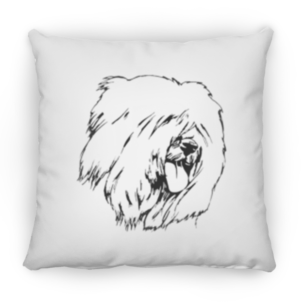 Old English Sheepdog Head Shot Throw Pillow, 16"x16"