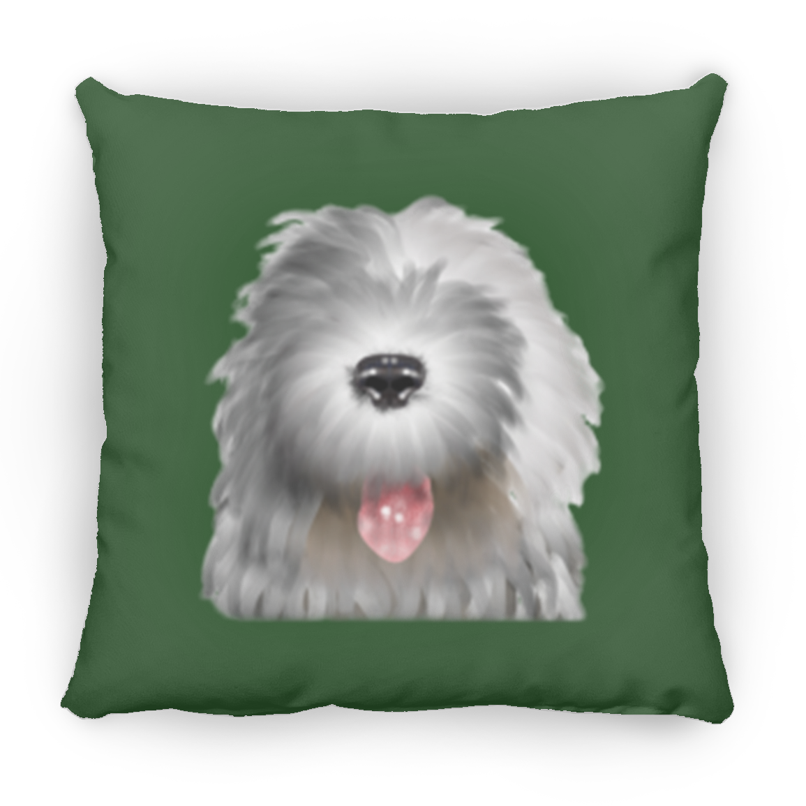 The Nose, Old English Sheepdog Throw Pillow, 16"x16"