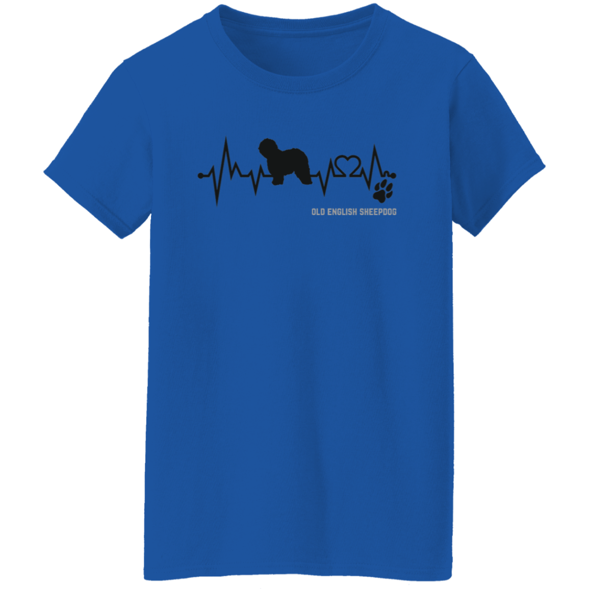 Old English Sheepdog Heartbeat, Unisex, Cotton/Polyester T-Shirt