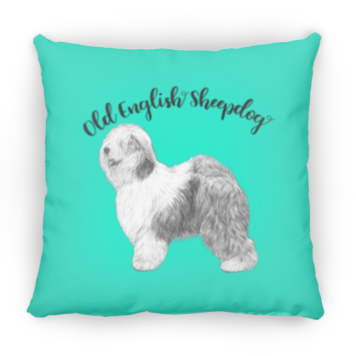 Silhouette Old English Sheepdog Throw Pillow, 16"x16"