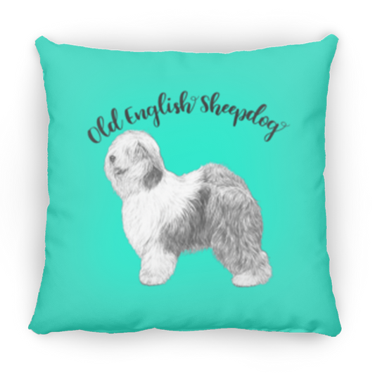 Silhouette Old English Sheepdog Throw Pillow, 16"x16"