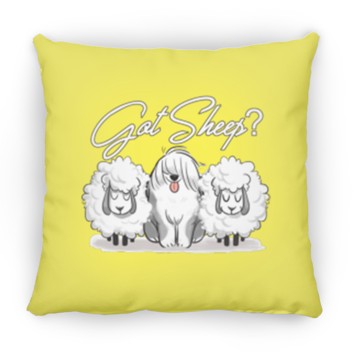 Got Sheep, with Sheep Throw Pillow, 16"x16", Old English Sheepdog