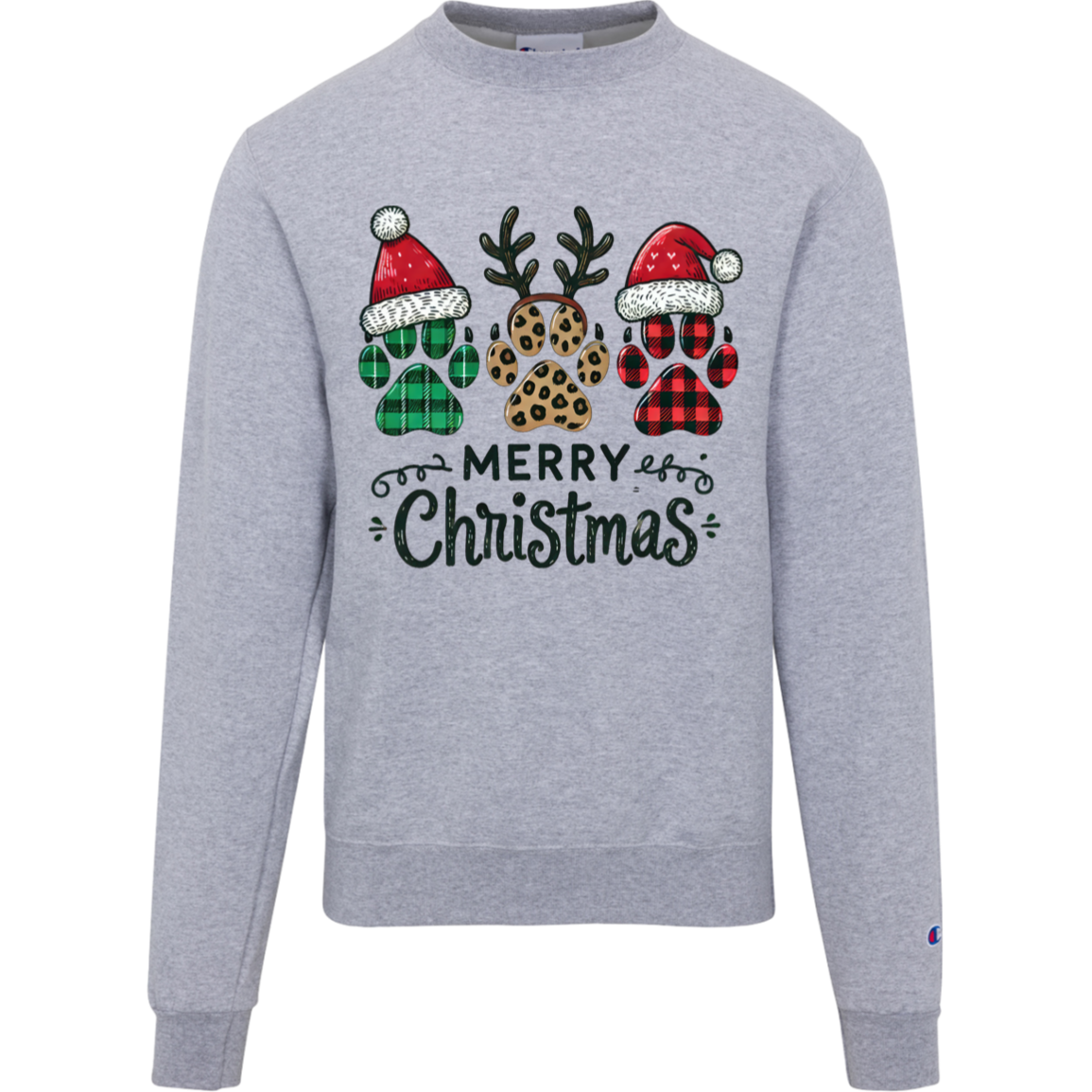 Pet Christmas Shirt, Merry Pawsmas, Champion Crewneck Sweatshirt