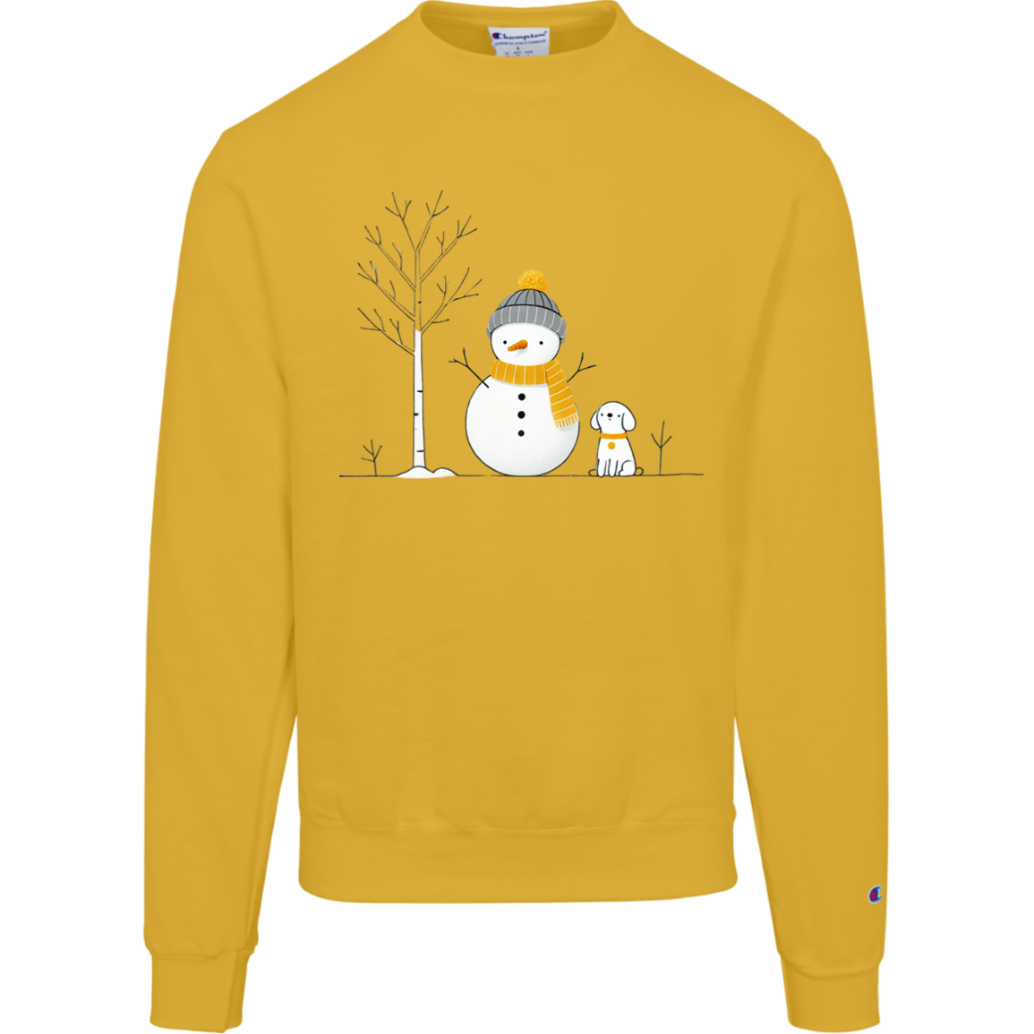 Christmas Snowman and Dog, Unisex, Champion Crewneck Sweatshirt