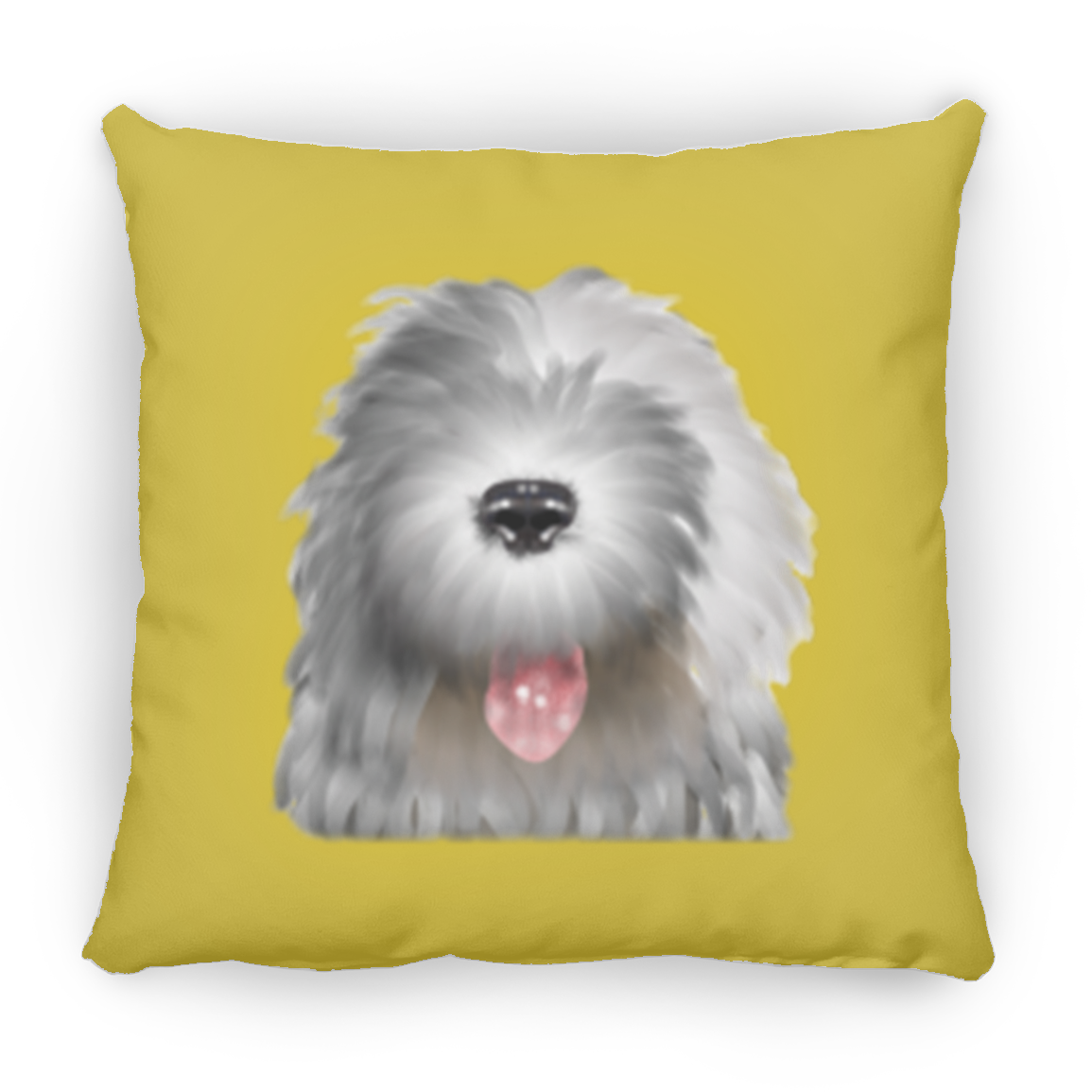 The Nose, Old English Sheepdog Throw Pillow, 16"x16"