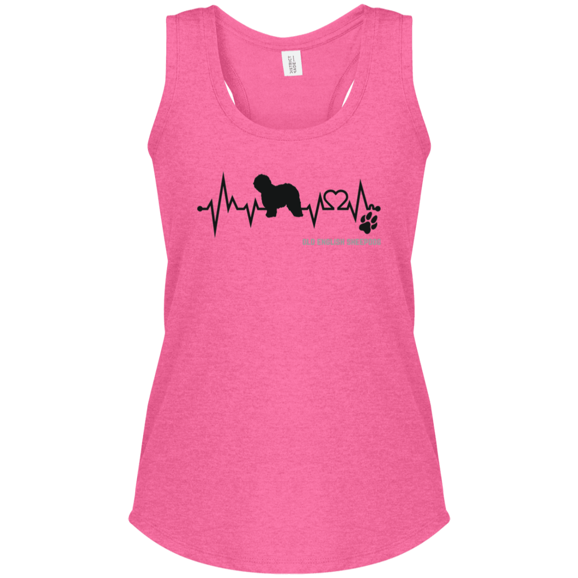 Top, Tank Top, Women's, Old English Sheepdog, Heartbeat, Perfect Tri Racerback Tank