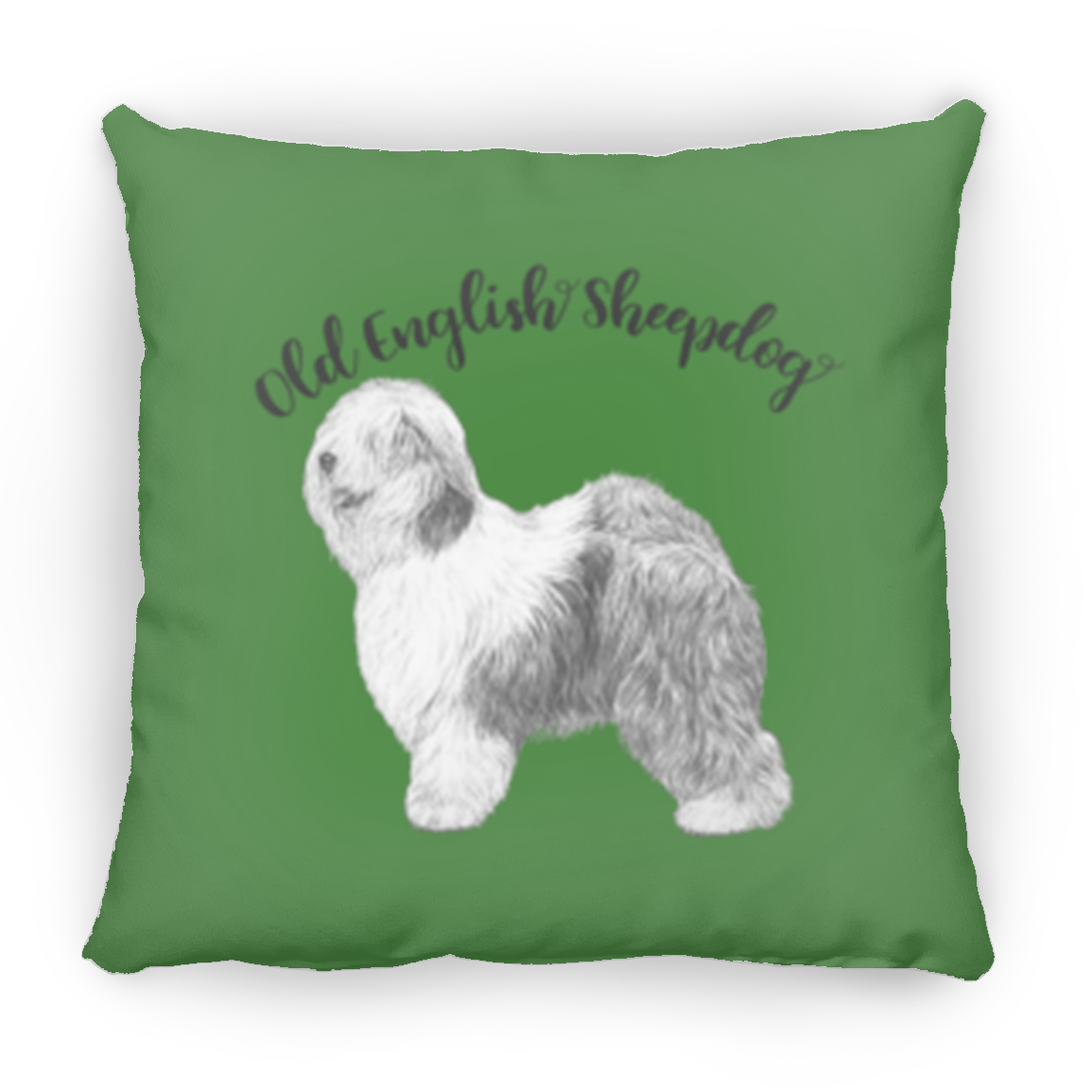 Silhouette Old English Sheepdog Throw Pillow, 16"x16"