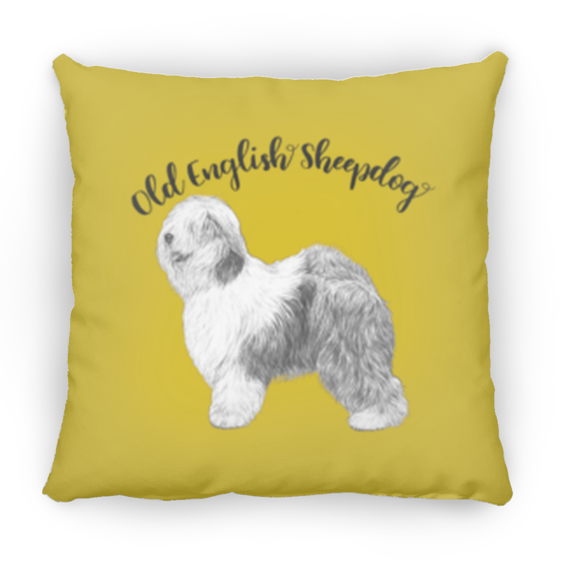 Silhouette Old English Sheepdog Throw Pillow, 16"x16"