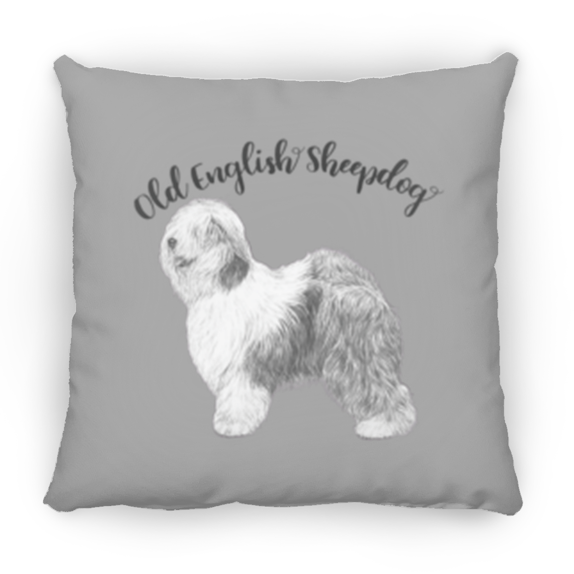 Silhouette Old English Sheepdog Throw Pillow, 16"x16"