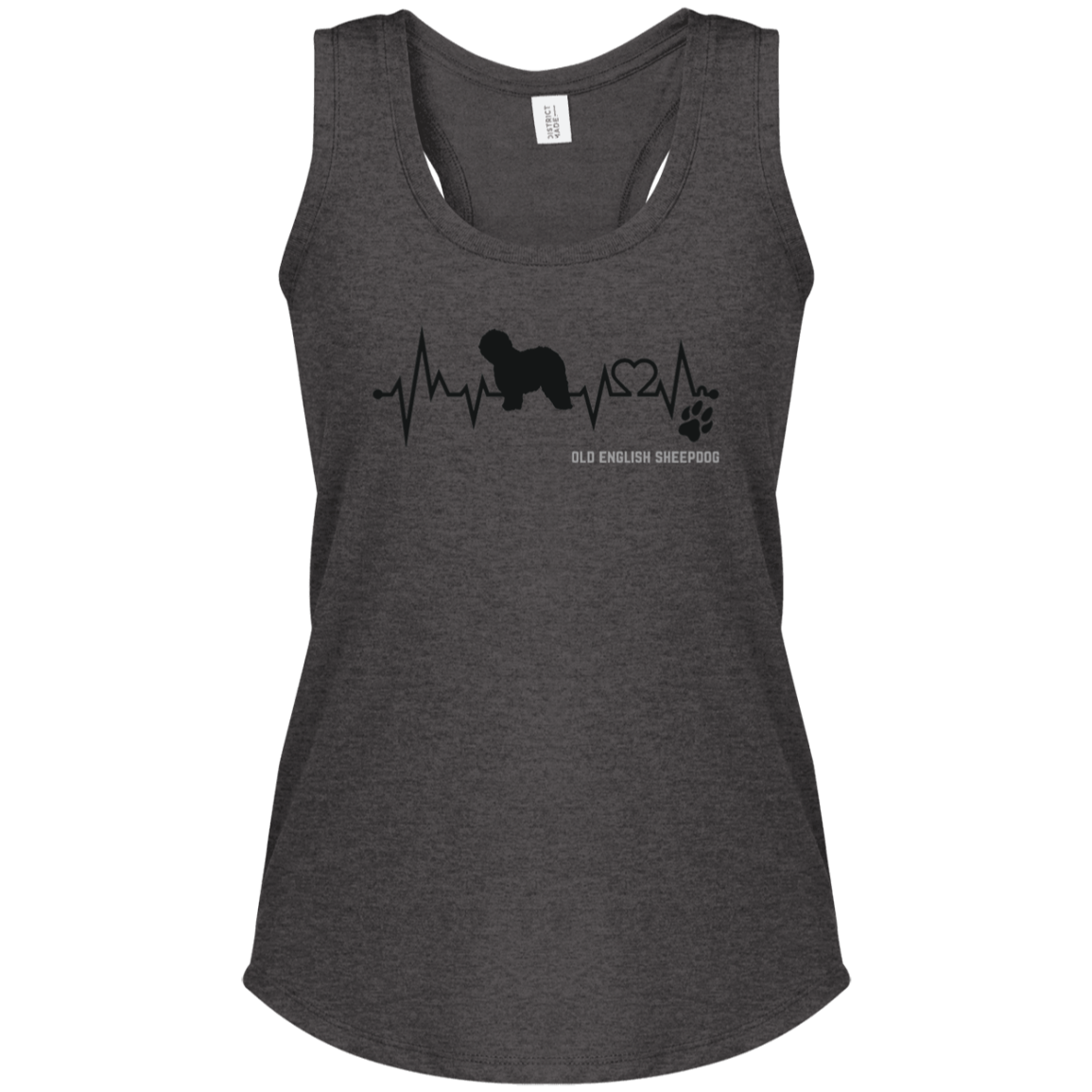 Top, Tank Top, Women's, Old English Sheepdog, Heartbeat, Perfect Tri Racerback Tank